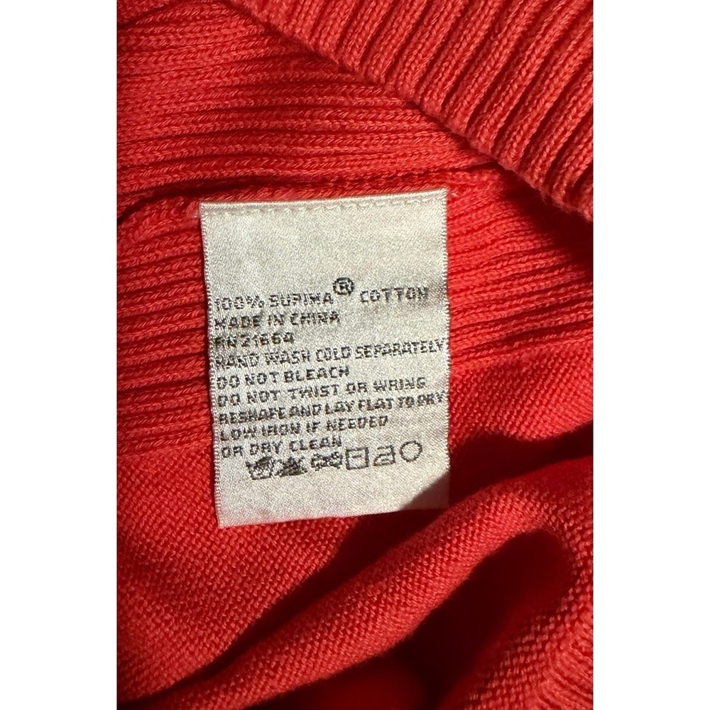 Foxcroft Pumpkin Supima Cotton Quarter 1/4 Zip Pullover Sweater Medium Orange - Picture 8 of 8